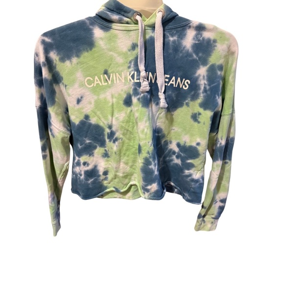 Calvin Klein Jeans Blue Green Tie-Dye Hoodie – Laid-Back & Stylish! 💙💚✨ - Picture 1 of 2